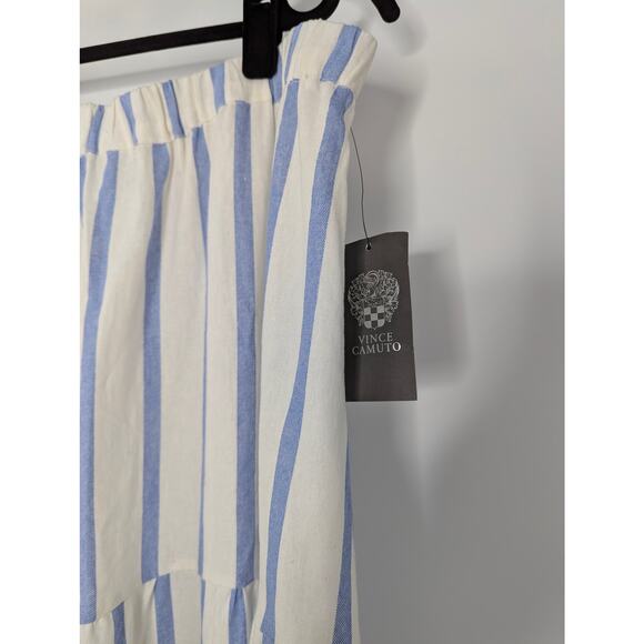 Vince Camuto Blue Striped Skirt Linen Size XL - Picture 4 of 8
